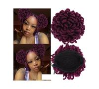 Hair Extensions Hairpiece Chignon synthétique Afro Puff avec cordon de serrage, queue de cheval, tresses, chignons, postiche, extensions de cheveux à clipser for femmes noires Hair Accessories(Purple)