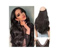 Hair Extensions Hairpiece Extensions capillaires synthétiques ondulées invisibles à Clip, ligne de poisson ombrée, postiche naturelle une pièce, faux cheveux blonds Hair Accessories(Black Brown,18inch