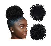 Hair Extensions Hairpiece Postiche queue de cheval afro bouffante avec cordon de serrage, extension de cheveux synthétiques à clipser for dreadlocks for femmes noires, chignon bouclé, faux locs Hair A