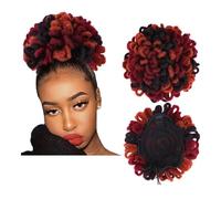 Hair Extensions Hairpiece Postiche queue de cheval afro bouffante avec cordon de serrage, extension de cheveux synthétiques à clipser for dreadlocks for femmes noires, chignon bouclé, faux locs Hair A