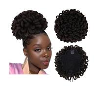 Hair Extensions Hairpiece Postiche queue de cheval afro bouffante avec cordon de serrage, extension de cheveux synthétiques à clipser for dreadlocks for femmes noires, chignon bouclé, faux locs Hair A
