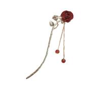 Hair Fork Decorative Chic Saint Valentin Rose Rose Flower Decor Stick Vin rouge
