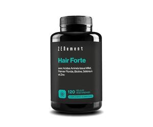 Hair Forte, avec Acides Aminés Issus Millet, Palmier Floride, Biotine, Sélénium et Zinc, 120 Gélules Végétariennes | Traitement contre la chute des cheveux | Végan, Sans Gluten | Zenement