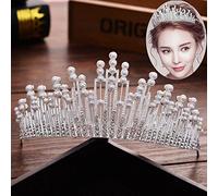 Hair Jewelry Crown Tiaras for Women 12 Styles Tiaras brillantes ramines cristaux de mariage Perle Couronnes avec des couronnes de princesse bleues diadem par Gagalu (couleur: Antique Silver plaqué)