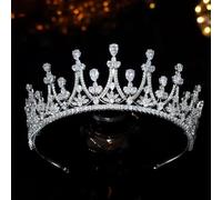Hair Jewelry Crown Tiaras for Women 5a Nivel Full Cumbic Zirconia Wedding Tiaras Couronnes Bridal Princess Sweet 16 Accessoires de cheveux de casque By, Silver
