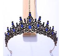 Hair Jewelry Crown Tiaras for Women Baroque Multicolor Crystal Tiara Crown For Women Wedding Party Vintage Hot Bridal Bride Crown Couronne Accessoires (Couleur: Black Bleu)