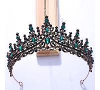 Hair Jewelry Crown Tiaras for Women Baroque Multicolor Crystal Tiara Crown For Women Wedding Party Vintage Hot Bridal Bride Crown Couronne Accessoires (couleur: vert noir)