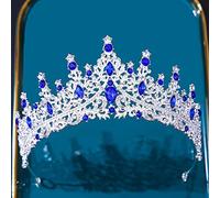 Hair Jewelry Crown Tiaras for Women Baroque Multicolor Crystal Tiara Crown For Women Wedding Party Vintage Hot Bridal Bride Crown Couronne Accessoires (couleur: Silver Blue)