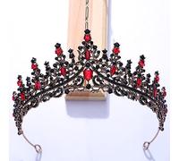 Hair Jewelry Crown Tiaras for Women Baroque Multicolor Crystal Tiara Crown For Women Wedding Party Vintage Hot Bridal Bride Crown Couronne Accessoires (Couleur: Black Red)