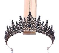 Hair Jewelry Crown Tiaras for Women Baroque Multicolor Crystal Tiara Crown For Women Wedding Party Vintage Hot Bridal Bride Crown Couronne Accessoires (couleur: noir)