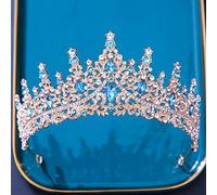 Hair Jewelry Crown Tiaras for Women Baroque Multicolor Crystal Tiara Crown For Women Wedding Party Vintage Hot Bridal Bride Crown Couronne Accessoires (Couleur: Gold Sky Bleu)