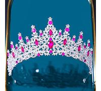 Hair Jewelry Crown Tiaras for Women Baroque Multicolor Crystal Tiara Crown For Women Wedding Party Vintage Hot Bridal Bride Crown Couronne Accessoires (Couleur: Silver Rose Red)