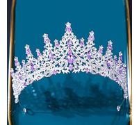 Hair Jewelry Crown Tiaras for Women Baroque Multicolor Crystal Tiara Crown For Women Wedding Party Vintage Hot Bridal Bride Crown Couronne Accessoires (Couleur: Silver Purple)