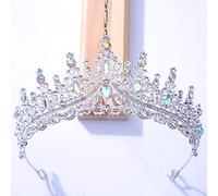 Hair Jewelry Crown Tiaras for Women Baroque Multicolor Crystal Tiara Crown For Women Wedding Party Vintage Hot Bridal Bride Rhingestone Crown Hair Accessoires (Couleur: AB Silver)