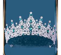 Hair Jewelry Crown Tiaras for Women Baroque Multicolor Crystal Tiara Crown For Women Wedding Party Vintage Hot Bridal Bride Crown Couronne Accessoires (Couleur: Silver Green)