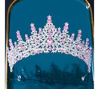 Hair Jewelry Crown Tiaras for Women Baroque Multicolor Crystal Tiara Crown For Women Wedding Party Vintage Hot Bridal Bride Crown Couronne Accessoires (Couleur: Silver Pink)