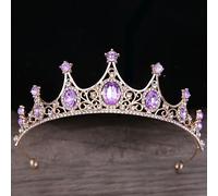 Hair Jewelry Crown Tiaras for Women Baroque Vintage Black Gothic Crystal Crown and Tiara Wedding Bride Accessoires de cheveux pour les femmes Couronne en strass Diadema (Couleur: H007 Gold Purple)