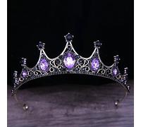 Hair Jewelry Crown Tiaras for Women Baroque Vintage Black Gothic Crystal Crown and Tiara Wedding Bride Accessoires pour les femmes Couronne de ramifications Diadema (Couleur: H007 Black Purple)