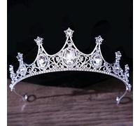 Hair Jewelry Crown Tiaras for Women Baroque Vintage Black Gothic Crystal Crown and Tiara Wedding Bride Accessoires pour les femmes Couronne en strass Diadema (Couleur: H007 Silver White)