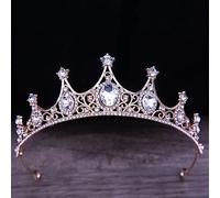 Hair Jewelry Crown Tiaras for Women Baroque Vintage Black Gothic Crystal Crown and Tiara Wedding Bride Accessoires de cheveux pour les femmes Crowns Runisstone Diadema (Couleur: H007 Gold White)