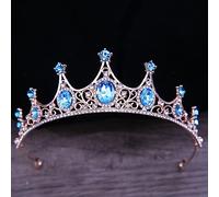 Hair Jewelry Crown Tiaras for Women Baroque Vintage Black Gothic Crystal Crown and Tiara Wedding Bride Accessoires pour les femmes Couronne de ramines Diadema (Couleur: H007 GoldskyBlue)