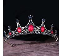 Hair Jewelry Crown Tiaras for Women Baroque Vintage Black Gothic Crystal Crown and Tiara Wedding Bride Accessoires pour les femmes Couronne de ramifications Diadema (Couleur: H007 Black Red)
