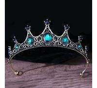 Hair Jewelry Crown Tiaras for Women Baroque Vintage Black Gothic Crystal Crown and Tiara Wedding Bride Accessoires de cheveux pour les femmes Crowns Runisstone Diadema (Couleur: H007 Black Green)