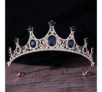Hair Jewelry Crown Tiaras for Women Baroque Vintage Black Gothic Crystal Crown and Tiara Wedding Bride Accessoires de cheveux pour les femmes Crowns Runisstone Diadema (Couleur: H007 Gold Black)