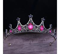 Hair Jewelry Crown Tiaras for Women Baroque Vintage Black Gothic Crystal Crown and Tiara Wedding Bride Accessoires de cheveux pour les femmes Couronne en strass Diadema (Couleur: H007 Black Rose)