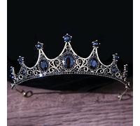 Hair Jewelry Crown Tiaras for Women Baroque Vintage Black Gothic Crystal Crown and Tiara Wedding Bride Accessoires de cheveux pour les femmes Couronne en ramiement Diadema (Couleur: H007 Black Black)