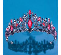 Hair Jewelry Crown Tiaras for Women Baroque Vintage Black Sky Blue Crystal Tiara Crown For Women Wedding Party Bridal Bride Crown Couronne Accessoires (Couleur: Black Red)