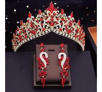 Hair Jewelry Crown Tiaras for Women Colors Gold Colon Bridal Wedding Couronne avec boucles d'oreilles Bride Diadem Princess Tiaras and Crowns Bijoux Accessoires de cheveux (couleur: ensemble