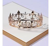 Hair Jewelry Crown Tiaras for Women Europe and the United States Bridal Tiara Round Golden Crown Retro Wedding King Show Couronne Accessoires de cheveux Couleur Couronne Couleur de couronne: Gold