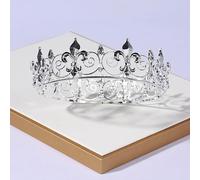 Hair Jewelry Crown Tiaras for Women Europe and the United States Bridal Tiara Round Golden Crown Retro Wedding King Show Couronne Accessoires de cheveux Couleur de la couronne Couronne: plaquée