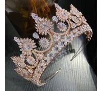 Hair Jewelry Crown Tiaras for Women European Retro Crown Bride Crown Banquet Robe de mariée Accessoires de bijoux par Gagalu (couleur: couleur en or rose)