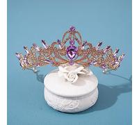 Hair Jewelry Crown Tiaras For Women Girls Color Silver Metal Metal Blue Blue Crystal Tiara Couronne pour femmes Party Bride Bride Couronne de cheveux Accessoires (Couleur: Purple Diamond)