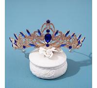 Hair Jewelry Crown Tiaras for Women Girls Color Silver Metal Metal Blue Blue Crystal Tiara Couronne pour femmes Party Bride Bride Couronne de cheveux Accessoires (Couleur: Blue Diamond)