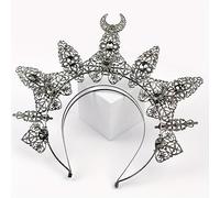 Hair Jewelry Crown Tiaras for Women Goddess Crown Tiara Faux Pearl Metal Golden Crown Bandband Hairband Fashion Vintage Hair Accessoire (Couleur: C)