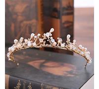 Hair Jewelry Crown Tiaras for Women Gold Gold Pearl Bridal Crowns Handmade Tiara Bride Bandband Crystal Wedding Diadem Crown Mariage Accessoires de cheveux par Gagalu (Couleur: Chrome12)