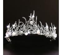 Hair Jewelry Crown Tiaras for Women Luminal Wedding Crown for Women Bridal Queen Tiaras and Crowns Light Light Pearl Bride Headpice Princess Crown for Girl Birthday (Couleur: Lumière blanche)