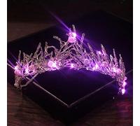 Hair Jewelry Crown Tiaras for Women Luminous Wedding Crown for Women Bridal Queen Tiaras and Crowns Light Light Pearl Bride Headpice Princess Crown for Girl Birthday (Couleur: Pink Light)