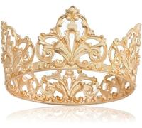 Hair Jewelry Crown Tiaras For Women Vintage Royal King Crown for Men Full Round Big Gold Tiaras and Crowns Prom Party Costume Prince Hair Accessoires Men (couleur: Gold Couleur)