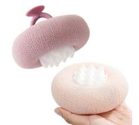 Hair Massager Shampoo Brush, 2 In 1 Body Shower Scrubber Nylon Back Scrubber,Long Wooden Handle Back Applicator With 4 Pads, | - 2 Pieces Suction Cup Cleaning Brush