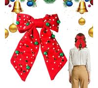 Hair Ribbon- Christmas barrettes for Women | Metal Base with Faux Pearl, Decorative Clip Style, Party Ready Look, Winter Celebration Hair Accessory wear during the Christmas season
