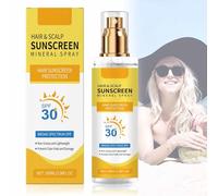 Hair & Scalp Sunscreen Mineral Spray,Hair and Scalp Sunscreen Spray SPF 30,Scalps Sunscreens Non-Greasy UV Protection,Prevents Color Fade & Dryness,Lightweight for Hiking/Beach/Running