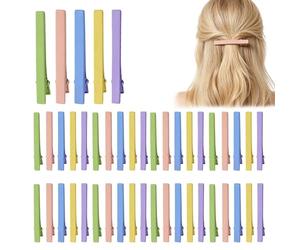 Hair Sectioning Clips - 50 Pieces Extended Non-Slip No-Trace Metal, Linear Mechanical Follicle-Anchors, Anatomical Cranial-Restraints | Women Long Hair Styling Clips for Mom, Wife, Daughter