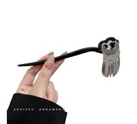 Hair stick,chinese hair pin,Antique fringed ebony hairpins women's new Chinese Hanfu cheongsam hairpins daily commuting hairpins headdress(7)