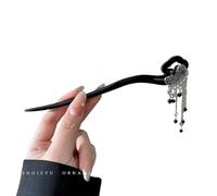 Hair stick,chinese hair pin,Antique fringed ebony hairpins women's new Chinese Hanfu cheongsam hairpins daily commuting hairpins headdress(4)
