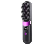Hair Straightener Brush - 8x2 Inches Rechargeable, Auto Off, Straightening Brush | Styling Tool For Home Travel Apartment College Dorm Vacation Women Wife Family Providing Smooth Frizz Free Hair