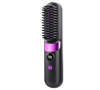 Hair Straightener Brush - Cordless Ceramic Styling Comb, Portable Rechargeable Heat Tool with 4 Temperature Levels, Auto Shutoff Protection Feature, Ideal for Home Travel Apartment College Dorm